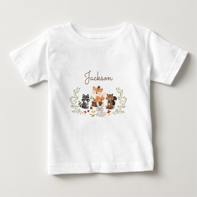 T-shirt Pour Bébé Chemise bébé personnalisée pour animaux en bois (Devant)