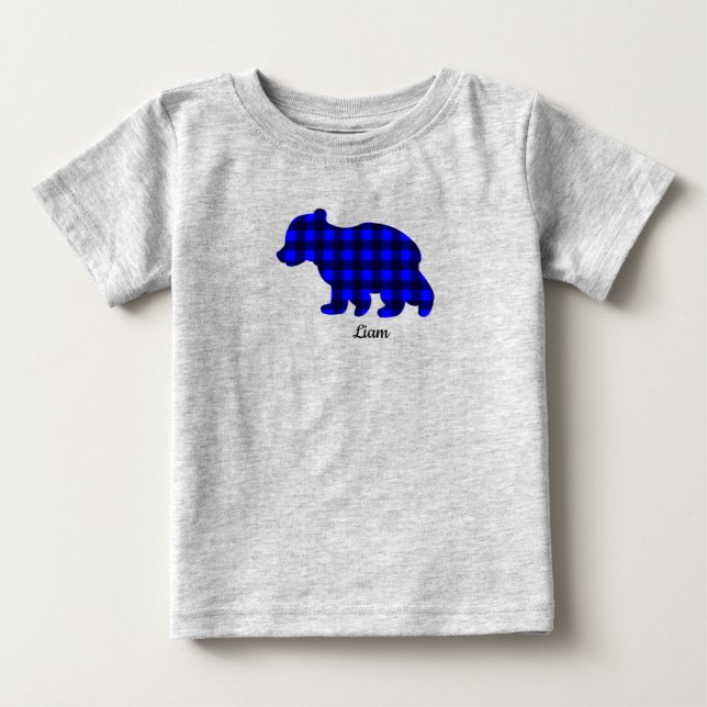 T-shirt Pour Bébé Chemise Bébé Plaid Buffalo Bleu (Devant)