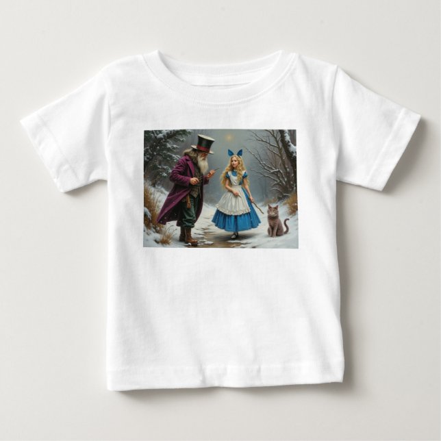 T-shirt Pour Bébé Chemise blanche bébé Alice d'hiver (Devant)