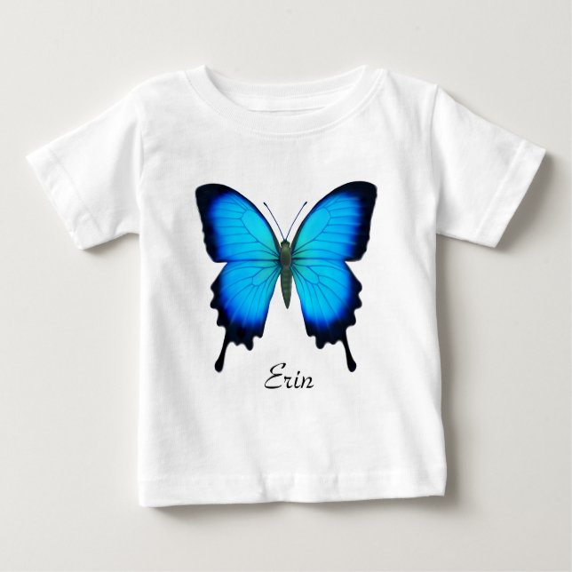 T-shirt Pour Bébé Chemise bleue de bébé de papillon de machaon (Devant)