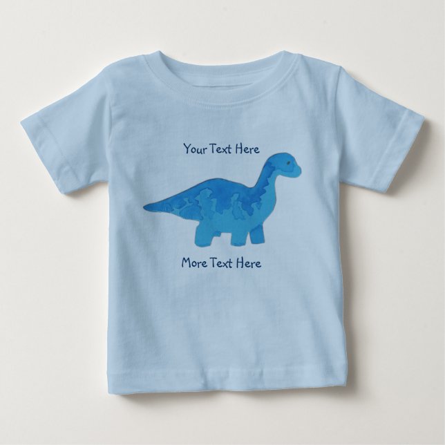 T-shirt Pour Bébé Chemise bleue de dinosaure (Devant)