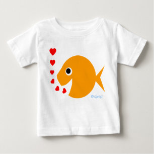 T-shirt Pour Bébé Chemise Cartoon Cute Goldfish Valentine pour bébé