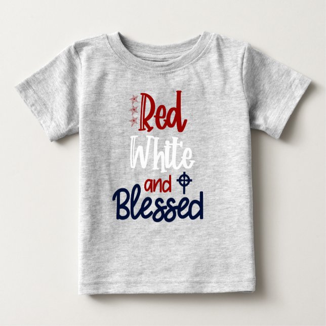 T-shirt Pour Bébé Chemise chrétienne patriotique bénie le 4 juillet (Devant)