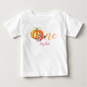 T-shirt Pour Bébé Chemise Citrouille Fleur Premier Anniversaire