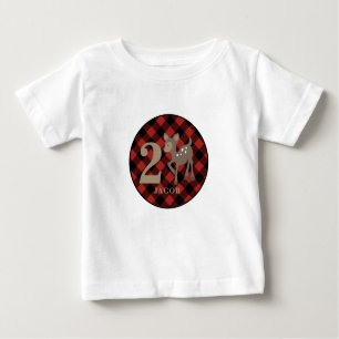 T-shirt Pour Bébé Chemise d'anniversaire de cerfs communs de plaid