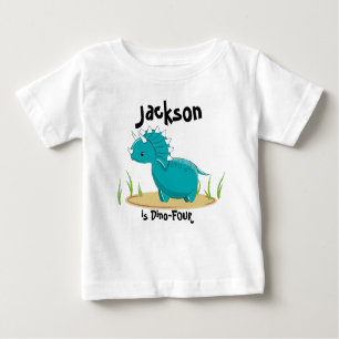 T-shirt Pour Bébé Chemise d'anniversaire de dinosaure 4 années