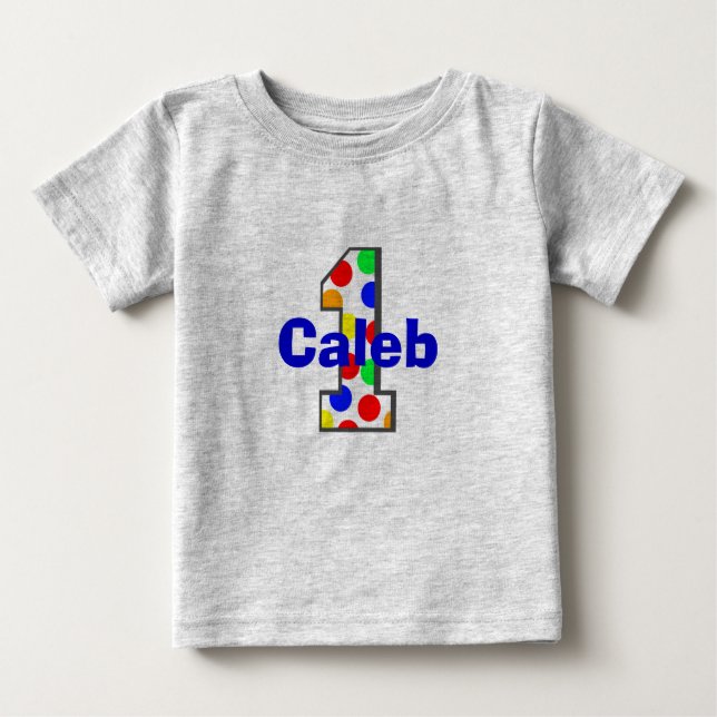 T-shirt Pour Bébé Chemise d'anniversaire des Pois arc-en-ciel (Devant)