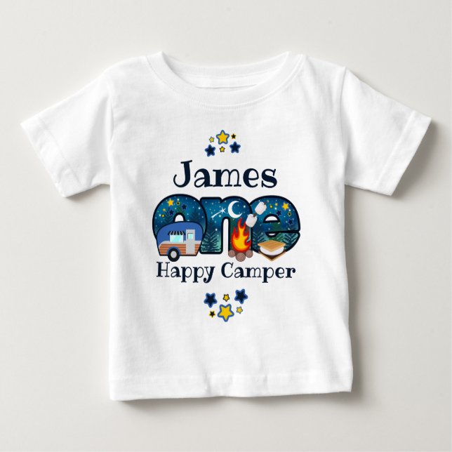 T-shirt Pour Bébé Chemise d'anniversaire d'un campeur heureux Campin (Devant)