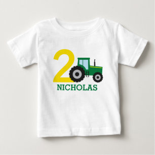 T-shirt Pour Bébé Chemise d'anniversaire personnalisée du tracteur 