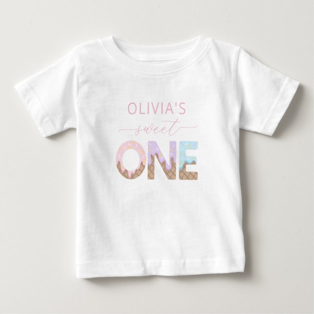 T-shirt Pour Bébé Chemise d'anniversaire Sweet One Ice Cream (Devant)