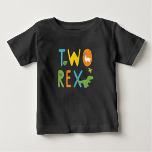 T-shirt Pour Bébé Chemise d'anniversaire Two Rex pour garçon Dinosau