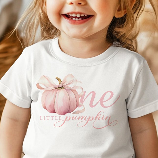 T-shirt Pour Bébé Chemise de 1er anniversaire Petite Citrouille Rose (Créateur téléchargé)