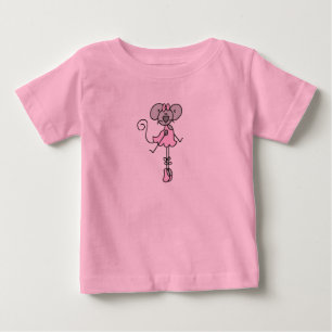 T-shirt Pour Bébé Chemise de ballerine de souris en bâtonnets