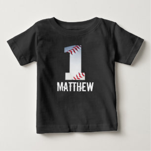 T-shirt Pour Bébé Chemise de baseball 1er anniversaire personnalisée