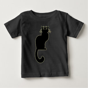 T-shirt Pour Bébé Chemise de bébé chat noir Art de chat Vêtement pou