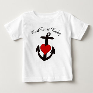 T-shirt Pour Bébé Chemise de bébé de Côte Est de coeur d'ancre de