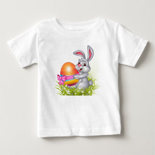 T-shirt Pour Bébé Chemise de bébé de lapin de Pâques (Devant)
