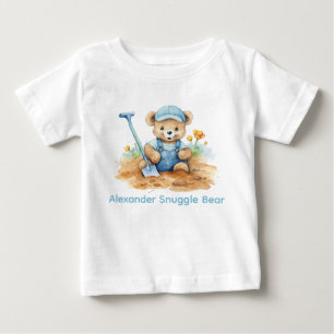 T-shirt Pour Bébé Chemise de bébé Ourson Bleu avec nom personnalisé