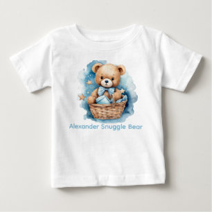 T-shirt Pour Bébé Chemise de bébé Ourson Bleu Nom Personnalisé