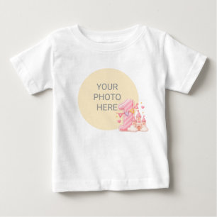 T-shirt Pour Bébé Chemise de bébé personnalisée avec photo rose Chât