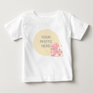 T-shirt Pour Bébé Chemise de bébé personnalisée avec photo rose Chât