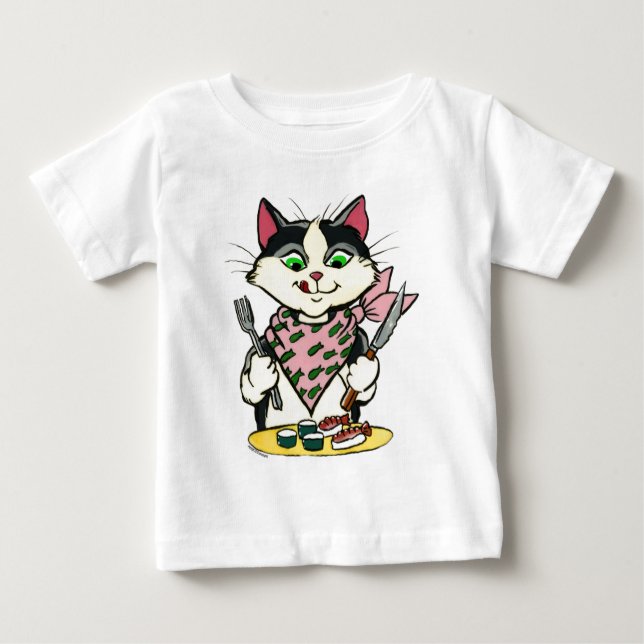 T-shirt Pour Bébé Chemise de chat de sushi (Devant)