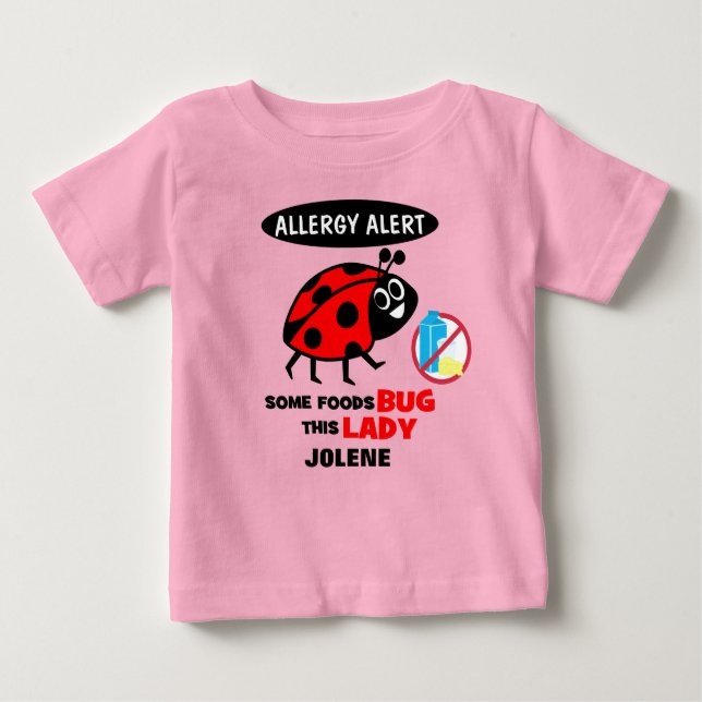 T-shirt Pour Bébé Chemise de coccinelle d'alerte d'allergie de (Devant)