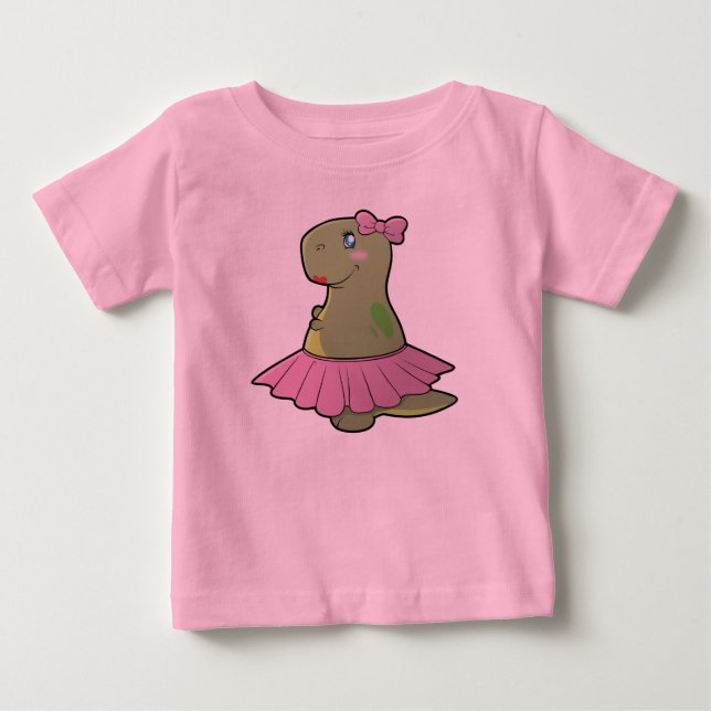 T-shirt Pour Bébé Chemise de douille de T-Rex de dinosaure de filles (Devant)