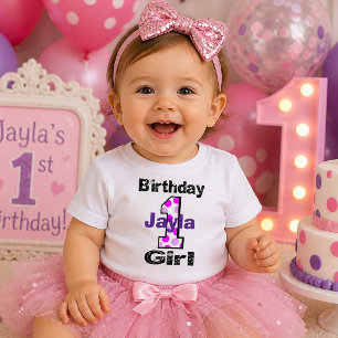 T-shirt Pour Bébé Chemise de fille pour le 1er anniversaire pois un 