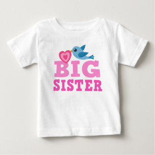 T-shirt Pour Bébé Chemise de grande soeur avec l'oiseau et le coeur