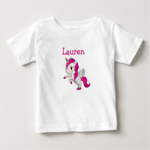 T-shirt Pour Bébé Chemise de la fille de la licorne rose personnalis