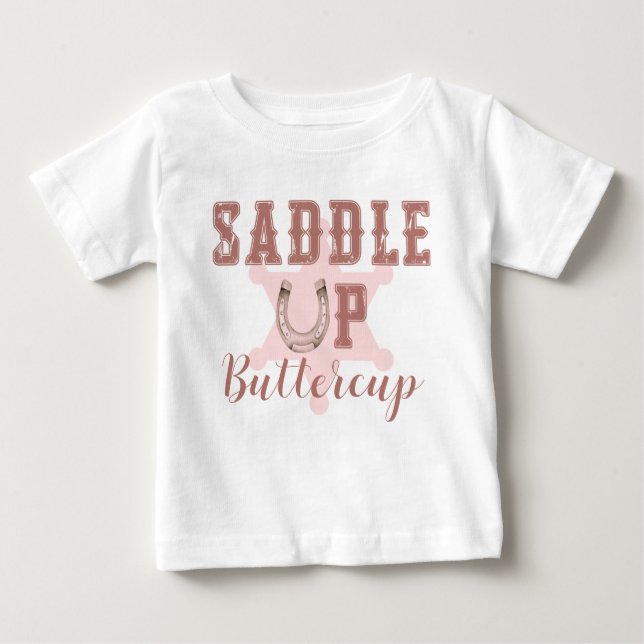 T-shirt Pour Bébé Chemise de naissance rose Saddle Up Buttercup West (Devant)