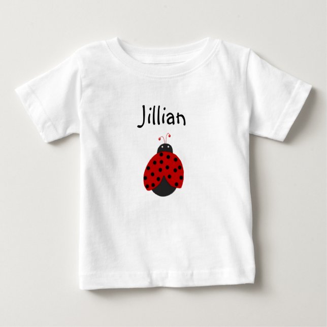 T-shirt Pour Bébé Chemise de nom Ladybug personnalisée (Devant)