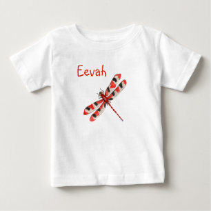T-shirt Pour Bébé Chemise de nom personnalisé de libellule rouge