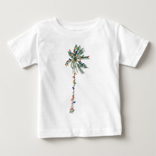 T-shirt Pour Bébé Chemise de palmier de Noël (Devant)