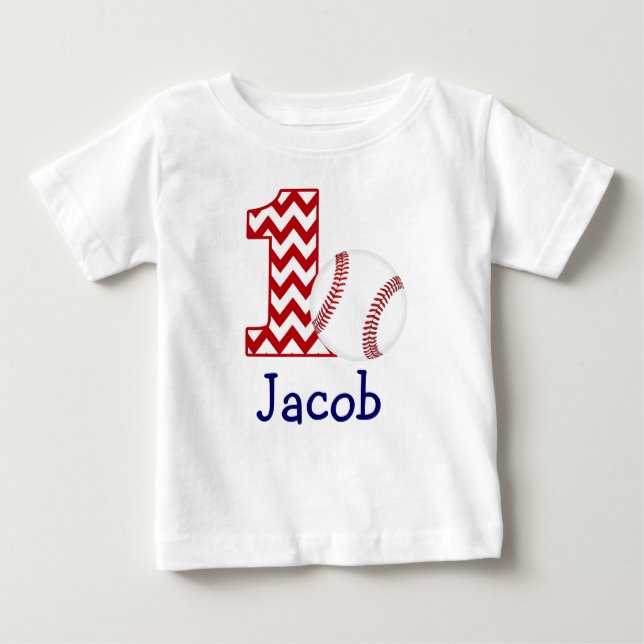 T-shirt Pour Bébé Chemise de première année de baseball personnalisa (Devant)