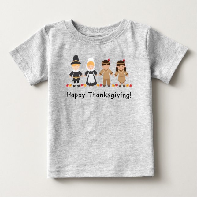 T-shirt Pour Bébé Chemise de thanksgiving pour le bébé - gris (Devant)