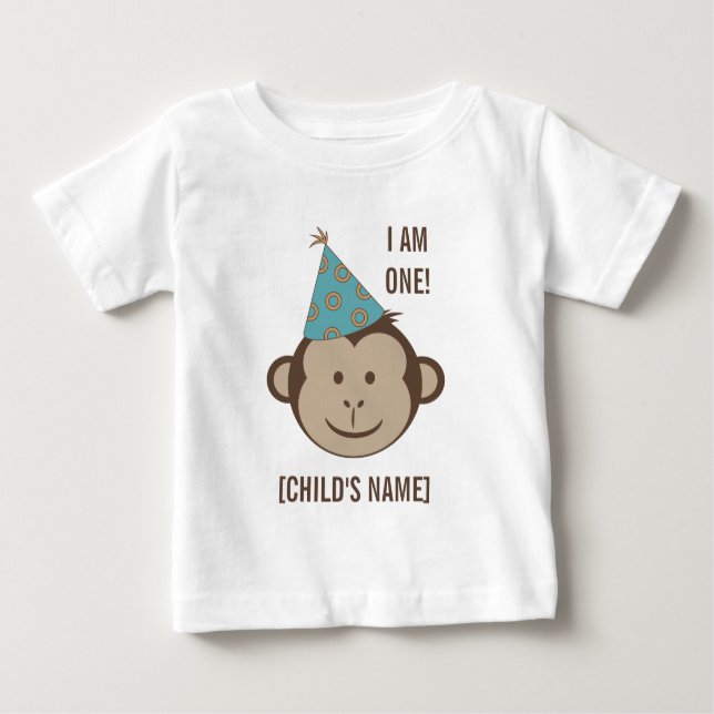 T-shirt Pour Bébé Chemise de visage de singe d'anniversaire (Devant)