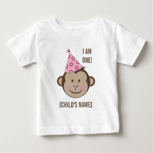 T-shirt Pour Bébé Chemise de visage de singe de fille d'anniversaire