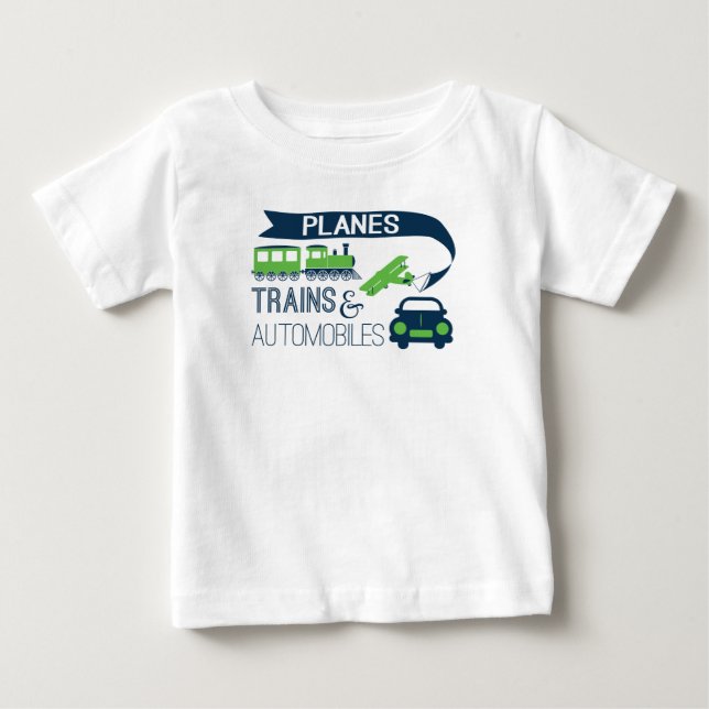 T-shirt Pour Bébé Chemise d'enfants de trains et d'automobiles (Devant)