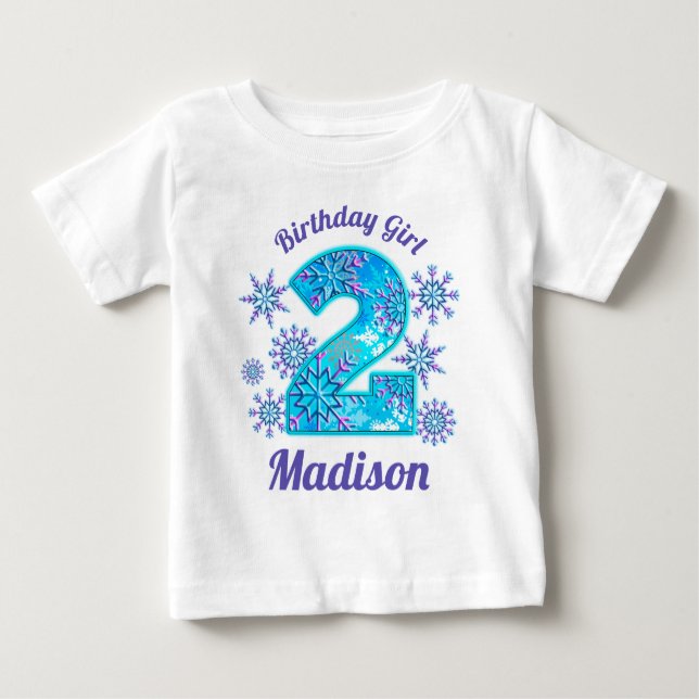 T-shirt Pour Bébé Chemise deuxieme anniversaire gelé de neige (Devant)