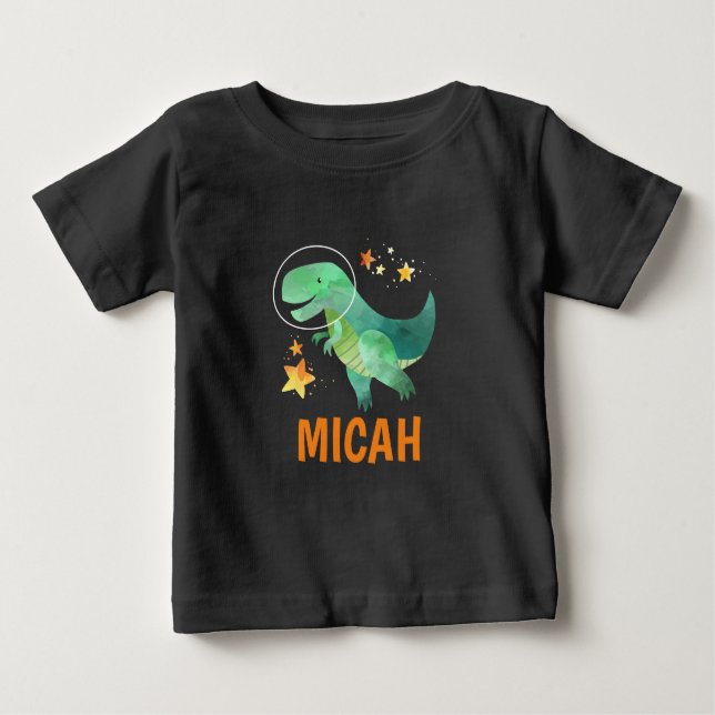 T-shirt Pour Bébé Chemise Dinosaure Espace Enfants Personnalisée (Devant)