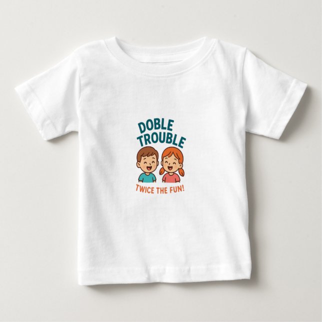 T-shirt Pour Bébé Chemise Double Trouble Twins – Cadeau drôle et mig (Devant)