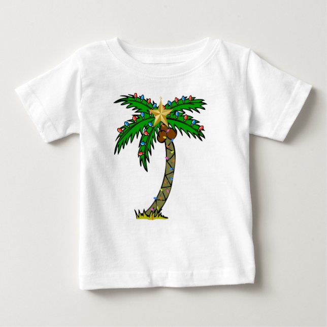 T-shirt Pour Bébé Chemise en palmier de Noël (Devant)