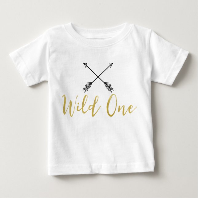 T-shirt Pour Bébé Chemise Faux Gold Foil Wild One Arrows (Devant)