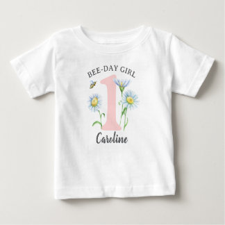 T-shirt Pour Bébé Chemise Fille Bee-Day avec roses et marguerites