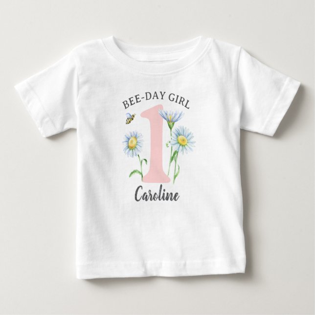 T-shirt Pour Bébé Chemise Fille Bee-Day avec roses et marguerites (Devant)