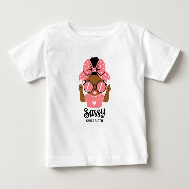 T-shirt Pour Bébé Chemise fille Sassy Toddler avec Afro & Shades (Devant)