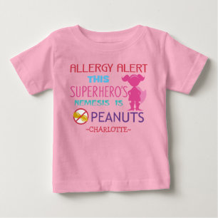 T-shirt Pour Bébé Chemise Filles Alerte Super-héros Allergie aux ara