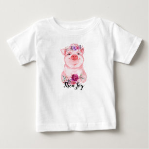 T-shirt Pour Bébé Chemise florale de porc de bébé